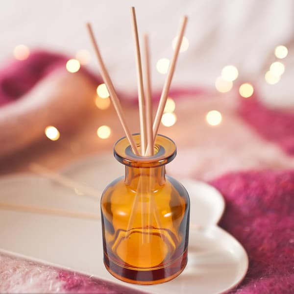Tomma påfyllningsbara glasdiffuserflaskor 2-pack 150 ml bärnsten, cylinderformade eteriska oljehållare
