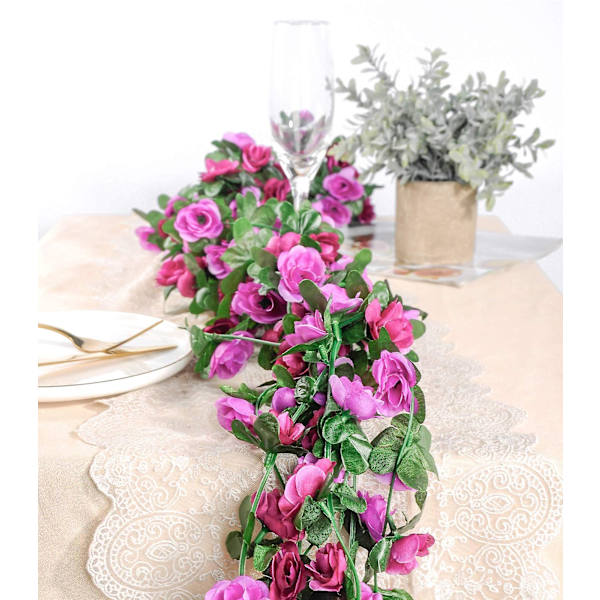 8 Stykker 45 Hodekrans Kunstig Rose Vine Kunstig Blomst Hengende Rose Efeu Hjem Hotell Kontor