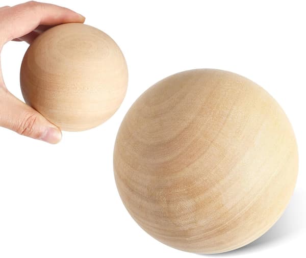 9 cm uferdig trekule for håndverk DIY-tilbehør, solid naturlig trekule