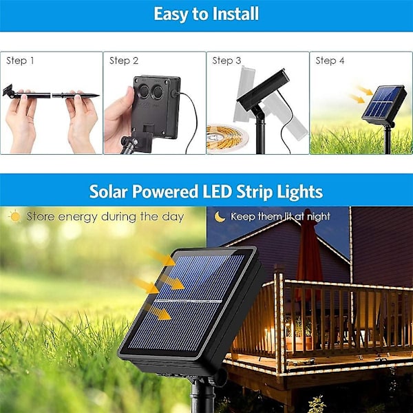 Solcellsstränglampa för utomhus 5m 16.4ft 150 LED