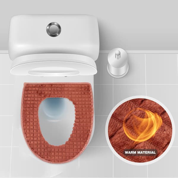Vintervarm toalettsitsöverdrag med dragkedja, flanellmaterial
