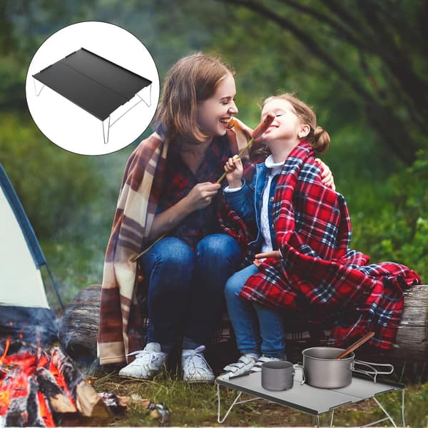 Bärbart hopfällbart campingbord i aluminiumlegering för utomhusbruk, lätt mini-picknickbord