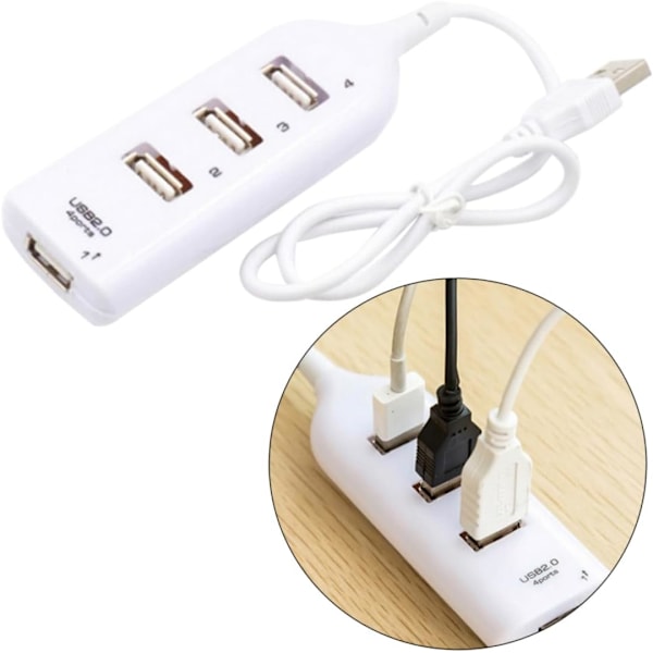 2 stk. -i-ett USB-hub 4 porter USB-splitter for bærbar PC 2.0 Datahub Overbelastningsbeskyttelse for Xp/vista/7/8/10