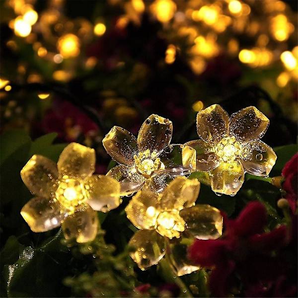 LED Solcellsdrivna Utomhus String Lights Bröllop Körsbärsblommor