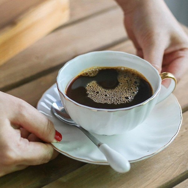 1 Set Hushålls Utsökt Kaffekopp Tallrik Keramik Sked Underlägg