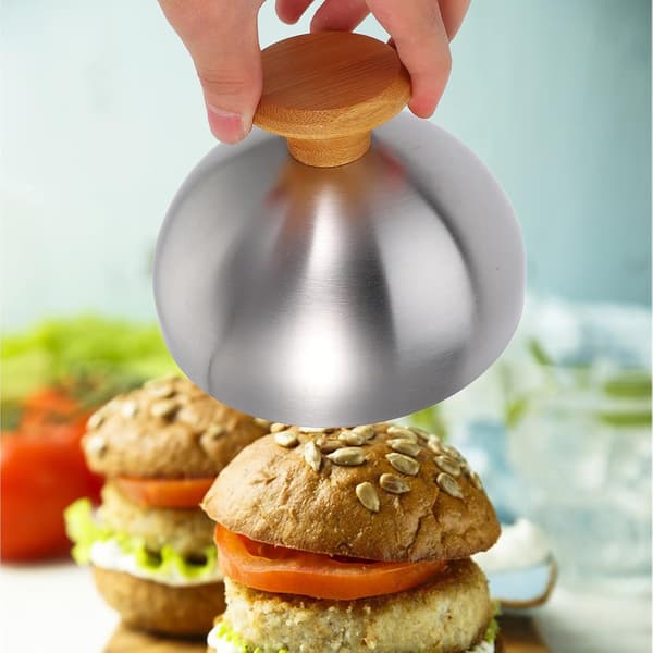 Matlokk i rustfritt stål Burgerlokk Sprutsikker rund kuppel Stilfull