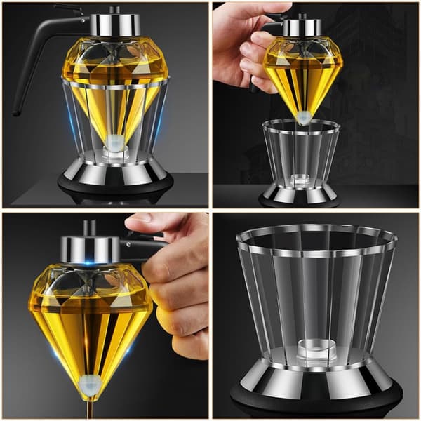 Olje glassflaske oljedispenser diamantformet dobbeltlagsdeling rustfritt stål