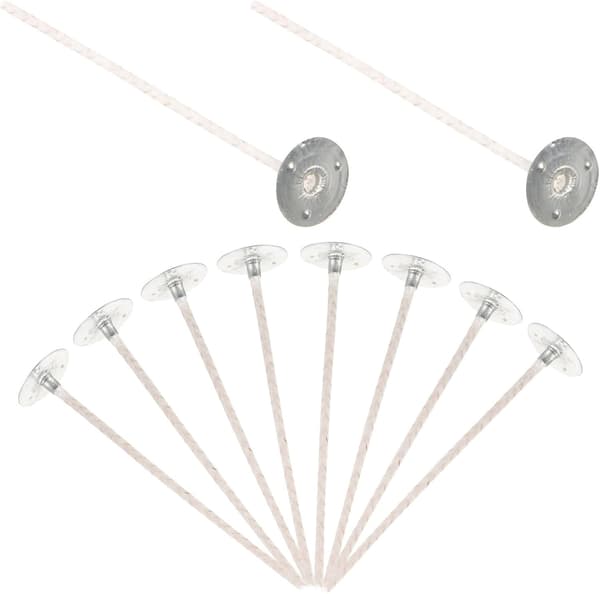 10 stk. bomullsveker med metallbase 9 cm tykke bomullsveker for stearinlys DIY aromaterapi