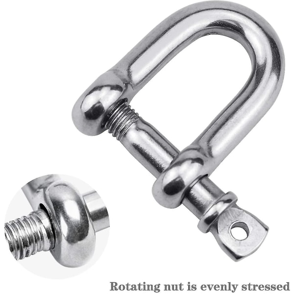 4 stk. M10 rustfritt stål kjetting D-ring klemmespenner