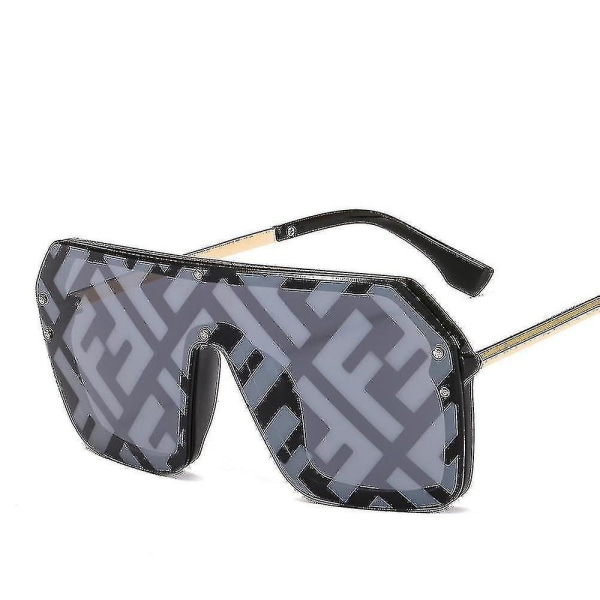 Solbriller Trendy F Letter Solbriller One-piece linse til mænd og kvinder Mode personlige solbriller Engros
