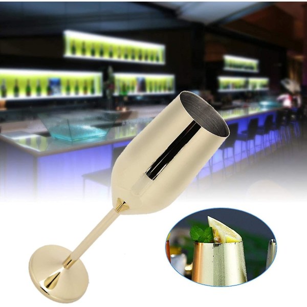 Champagnefløyte i rustfritt stål, gjenbrukbar vinglass, bryllupsgave, jubileum (gull)