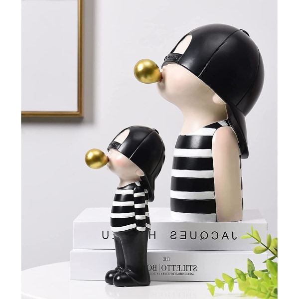 Bobledrengestatue Hjemmedekoration, Sort Hvid Pynt Mini Statuer Og Skulpturer Sort Statue Skulptur Moderne Søde Figurer Til Børneværelse(c-boy Blac
