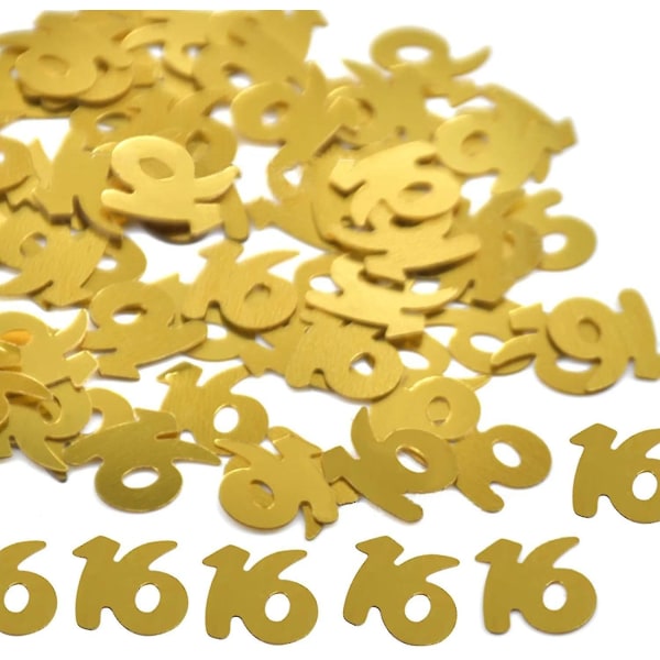 Kultaiset 16. Syntymäpäiväkonfetit 16 Numerojuhlat 2 Pussia 1400kpl