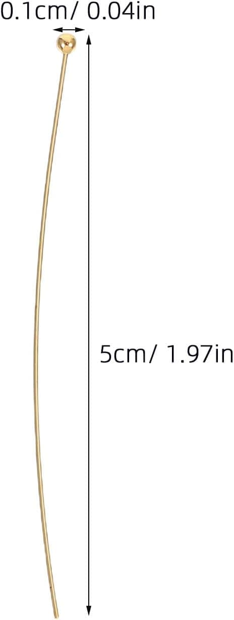 200 stk. runde kulehode-nåler 50 mm messing DIY smykkelagingstilbehør