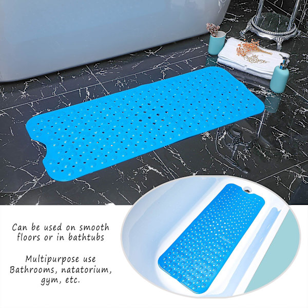 Anti-Skrid Sikkerhedsbadematte, 40 * 100cm Ekstra Lang Anti-Skrid Brusematte Til Indvendig Badekar, Maskinvaskbar