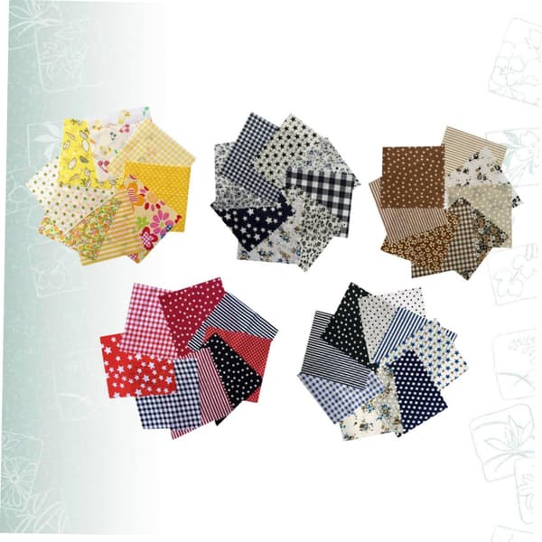 5-pack små handgjorda bomullstyger färgglada tryckta lapptäcksrutor 25x25cm