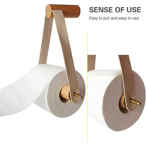 Toiletpapirholder i Træ, Kreativ Væghængt Toiletpapirholder
