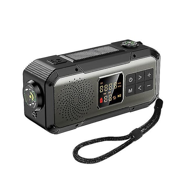 Udendørs Camping Nødradio Solenergi Håndsving Dynamo Radio Bt5.0/fm/am/noaa 2000mah Telefonoplader Powerk Lommelygte Sos BT5.0 Grey