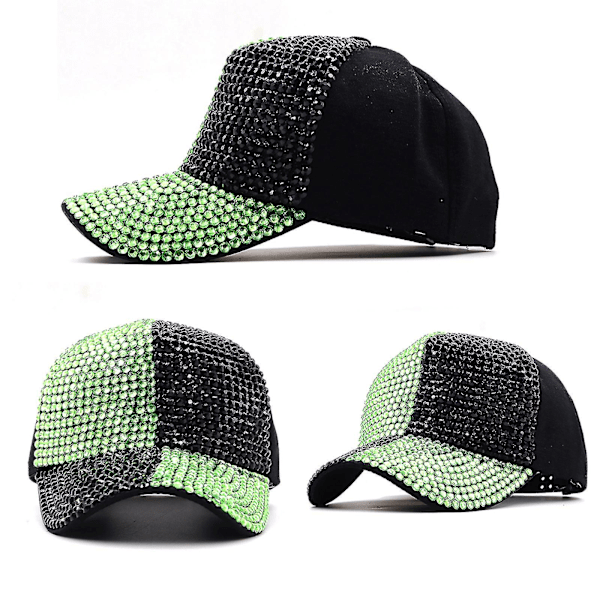 Andningsbar Baseballkeps med Strass för Utomhusfritid, Solskydd, Justerbar Red
