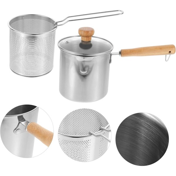 Låg til stegepande til Tempura Chip Fryer Stegepande Mini Fryer Kit Friturekurv i metal