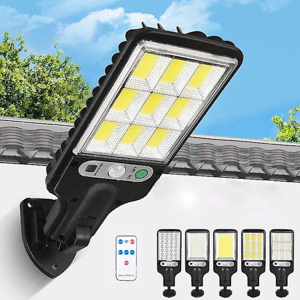 Solcellelampe for utendørs, solcelledrevet gatebelysning med sensor, sikkerhetsbelysning for hage, terrasse, sti og gårdsplass 616-4