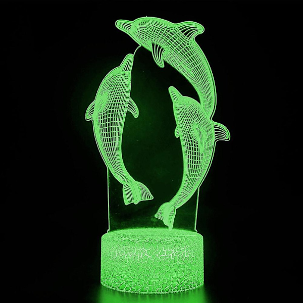 3D Delfin Nattlampa 16 Färger Sänglampa Fjärrkontroll