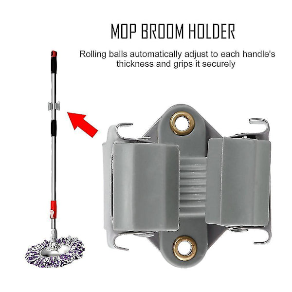 5 stk. Køkken Opbevaringsorganisator Mop Kost Holder Stativ