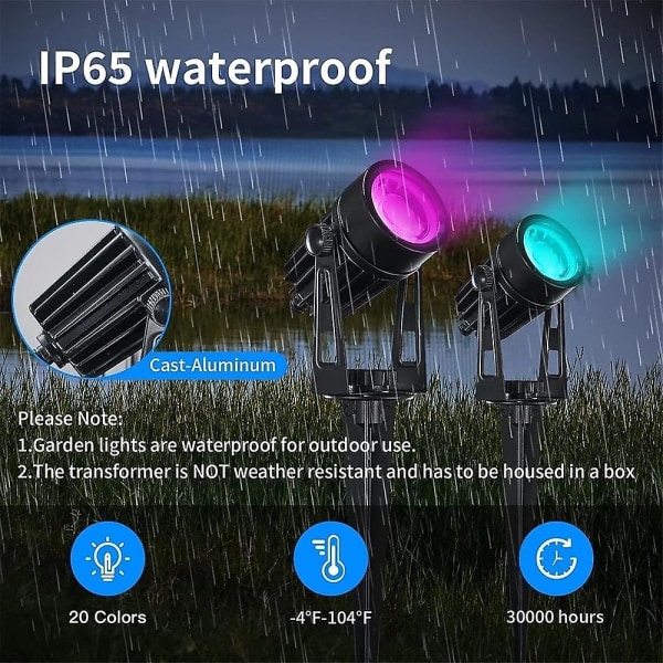 LED-spotlight för utomhuslandskap, IP65 vattentät, fjärrkontroll