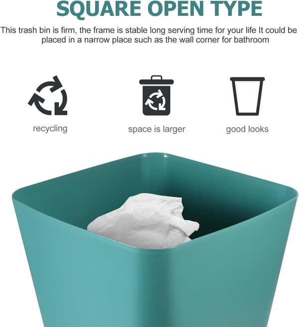 Rektangulær søppelbøtte i plast for kjøkken og kontor med solid struktur og brukervennlig design