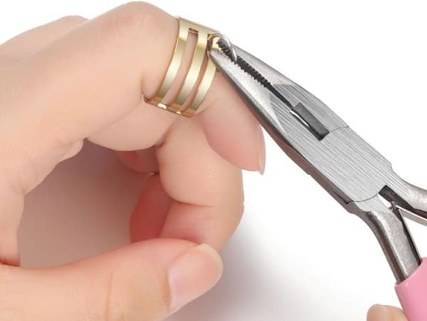 4 stk. værktøjssæt til åbning af springringe i rustfrit stål 18 mm gul ringforbinder