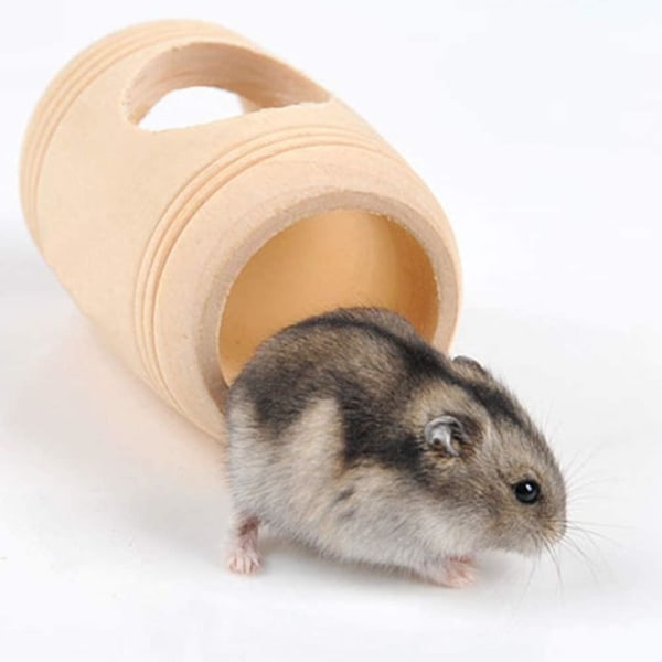 Trärund huse för hamster, leksak för husdjur, 1 st
