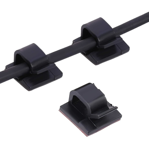 Mini selvklæbende kabelholder, sorte små kabelklemmer Selvklæbende kabelklemmer