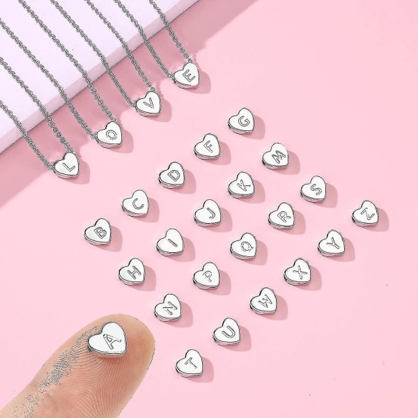 Kvinnor Flickor Silver Tiny Love Heart Inledande bokstav Halsband Alfabetet A-z personligt namn