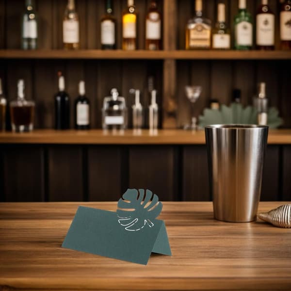 50 stk. setekort, blattformede bordnavnetelt, 3D-papir, elegant, bærbart