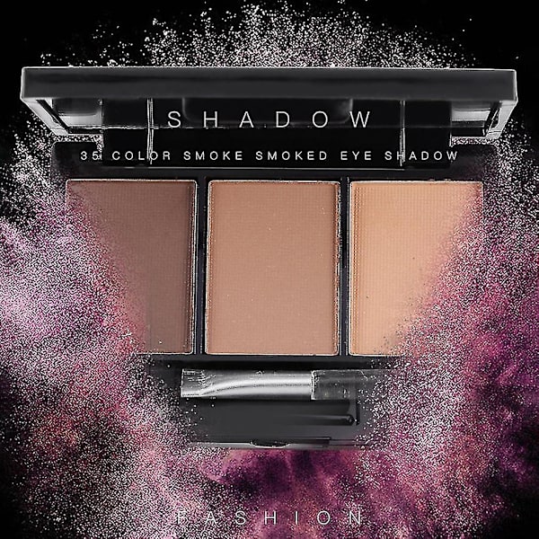 3 Farvede Mineral Øjenbryn Kagepulver Palette med Pensel