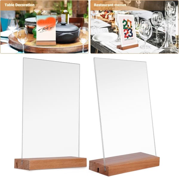 2 stk. blanke akrylplater Akrylskiltholdere Rektangulært moderne design