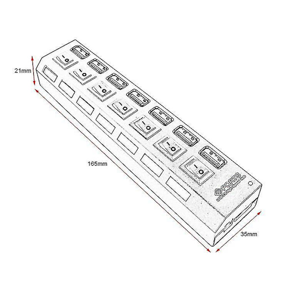 Kompakti USB 3.0 -nopeus 7-portin keskitin virtalähteellä