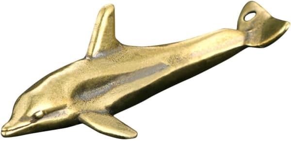 Retro solid messing delfin nøkkelring sjarm, miniatyr havdyr anheng for DIY smykkelaging