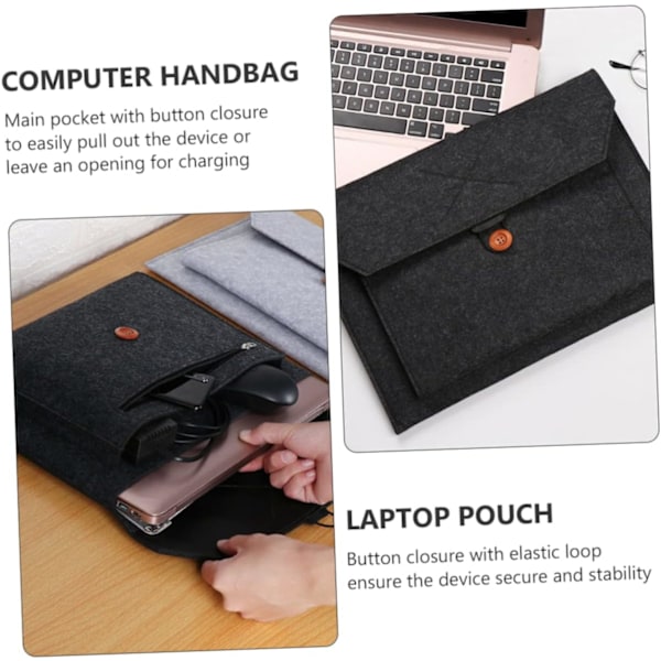 Förvaringsväska för surfplatta för laptop 13 tum Filt Laptopväska Stor Kapacitet Organiserad Vattenavvisande