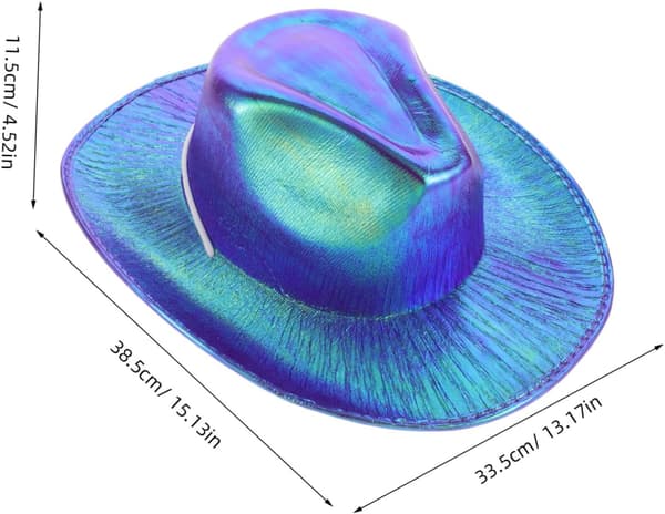 Iriserende cowboyhat til fest, glitrende fancy cowboyhat til karneval, lilla iriserende til Halloween