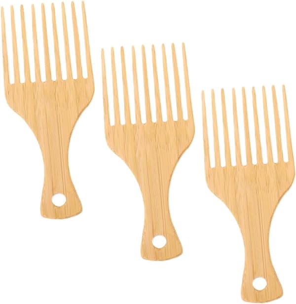 3st Trä Bambu Kam Snygga Plockkammar Hårplock för Bredtandad Styling