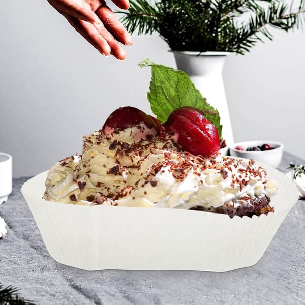 40 st tårtkoppar båtformade engångs oljesäkra pappersfoder vita bakformar