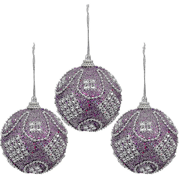 8 cm:n kimaltavat, särkymätön joulukuusen koristepallot, 3 kpl (violetti) bd-yuhao