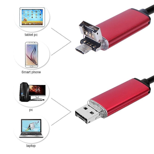 2-i-1 USB-endoskop 5,5 mm inspektionskamera Android 6 LED