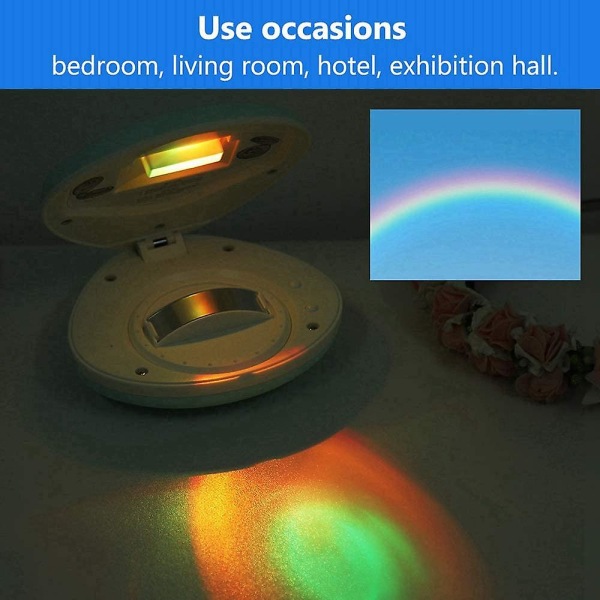 Rainbow Light, 3D Led-projektori yövalo Kannettava värikäs heijastava yövalaisimen kuoren muoto