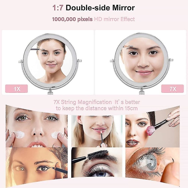 Led kosmetisk speil sminkespeil Veggmontering med lys 7x / 1x forstørrelsesgave