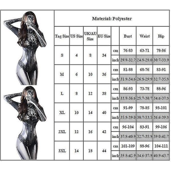 Kvinne Superhelt Bodysuit Kostyme Jumpsuit Romper Fancy M
