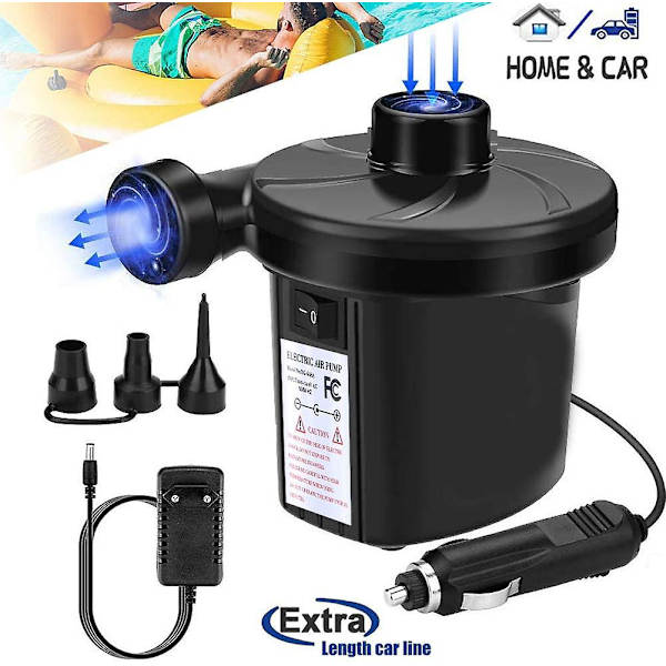 Elektrisk Luftpumpe For Luftmadrass, Elektrisk Pumpe 2 I 1 Oppblåsing Deflasjon Med 3 Ulike Luftdyser