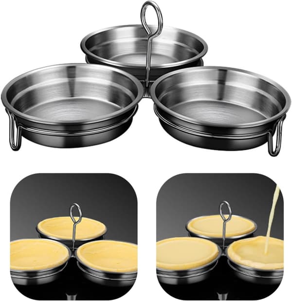 Poached Eggs Cooker Egg Steaming Pan Rustfritt Stål Sølv Lett å Demould