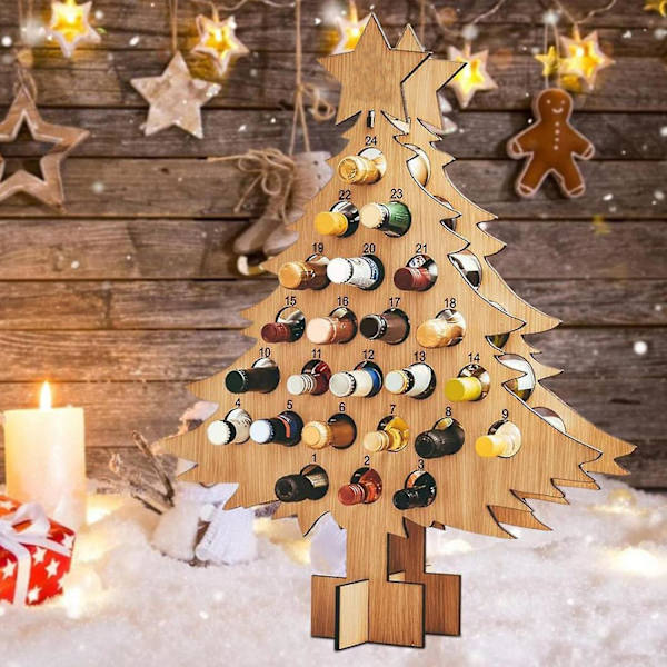 Joulukuusi Adventi-kalenteri Viiniteline Puinen Kestävä